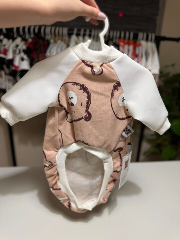 Ayıcık Desenli Köpek Kıyafeti-Teddy Pati Polar Sweat