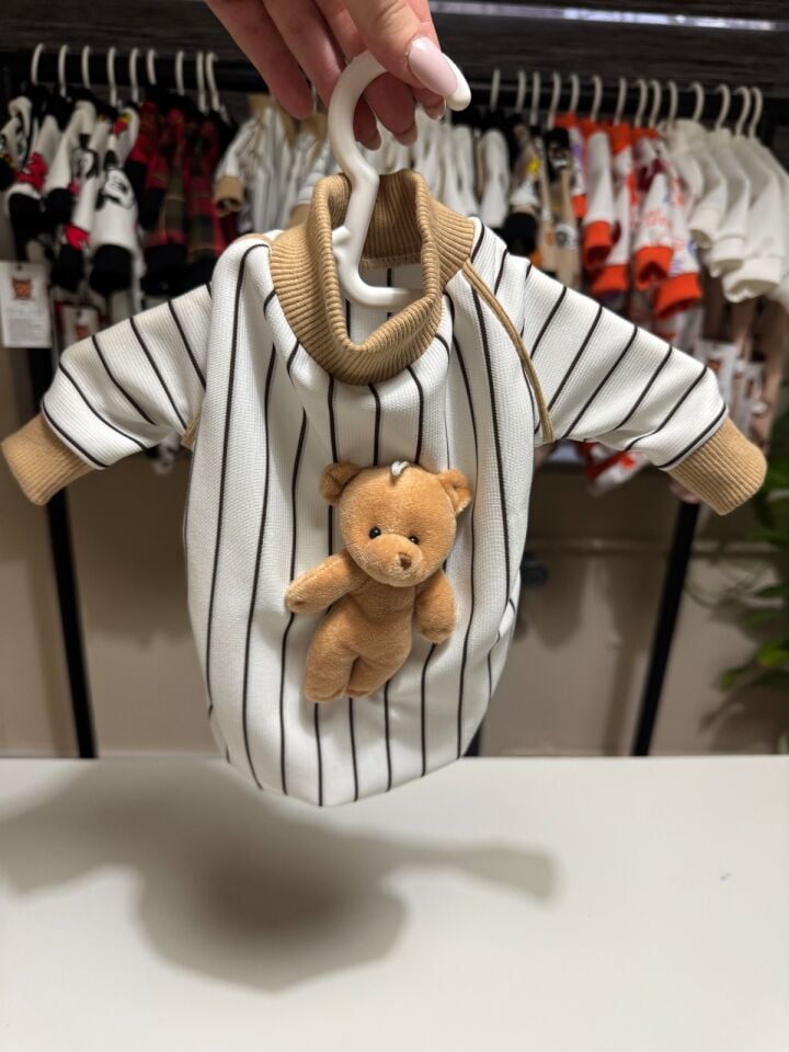 Çizgili Ayıcık Detaylı Köpek Kıyafeti-Hug Me Teddy Stripe Sweat