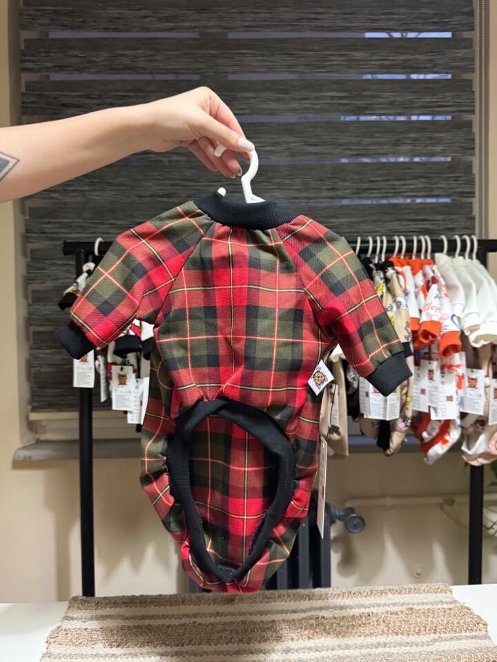Kırmızı Ekose Desenli Köpek Kıyafeti-Classic Plaid Shirt